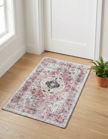 Light Coral Pink Washable Yara Rug