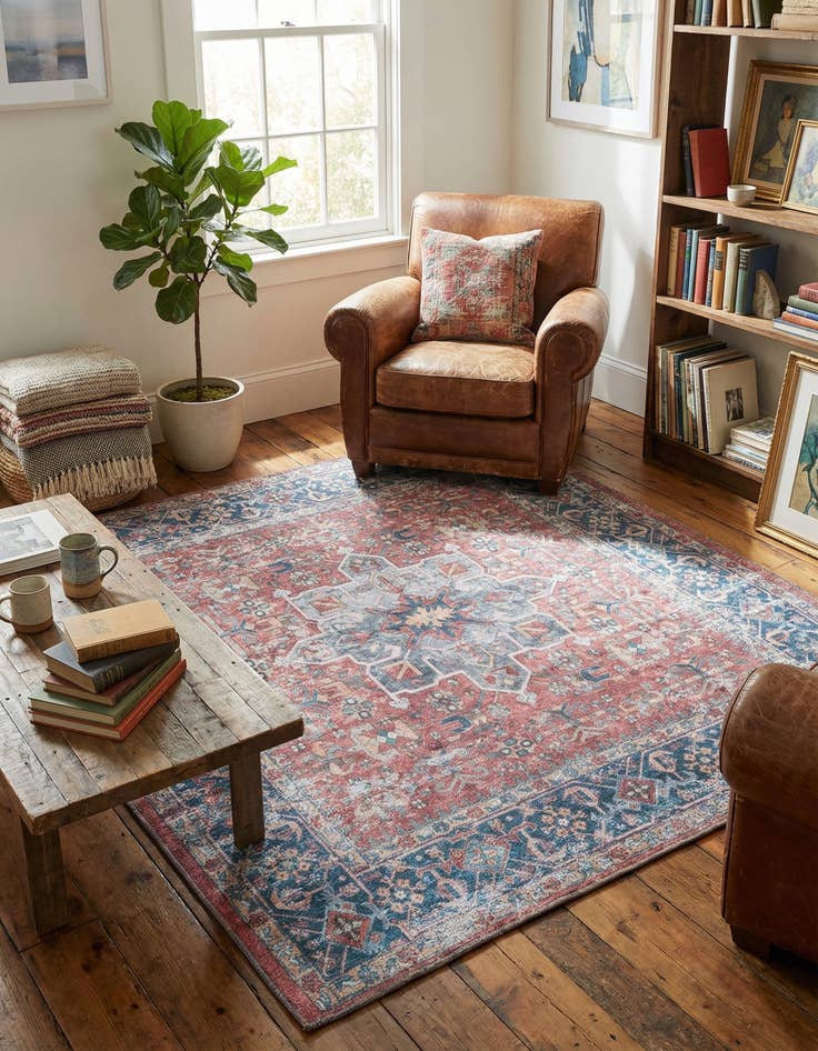 Detail image of 5' x 5'  Washable Yara Square Rug