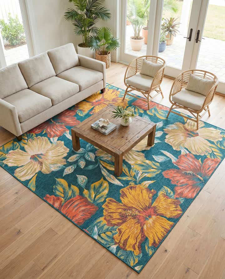 7' 10 x 7' 10 Easy-Clean Coastal Indoor / Outdoor Square Rug