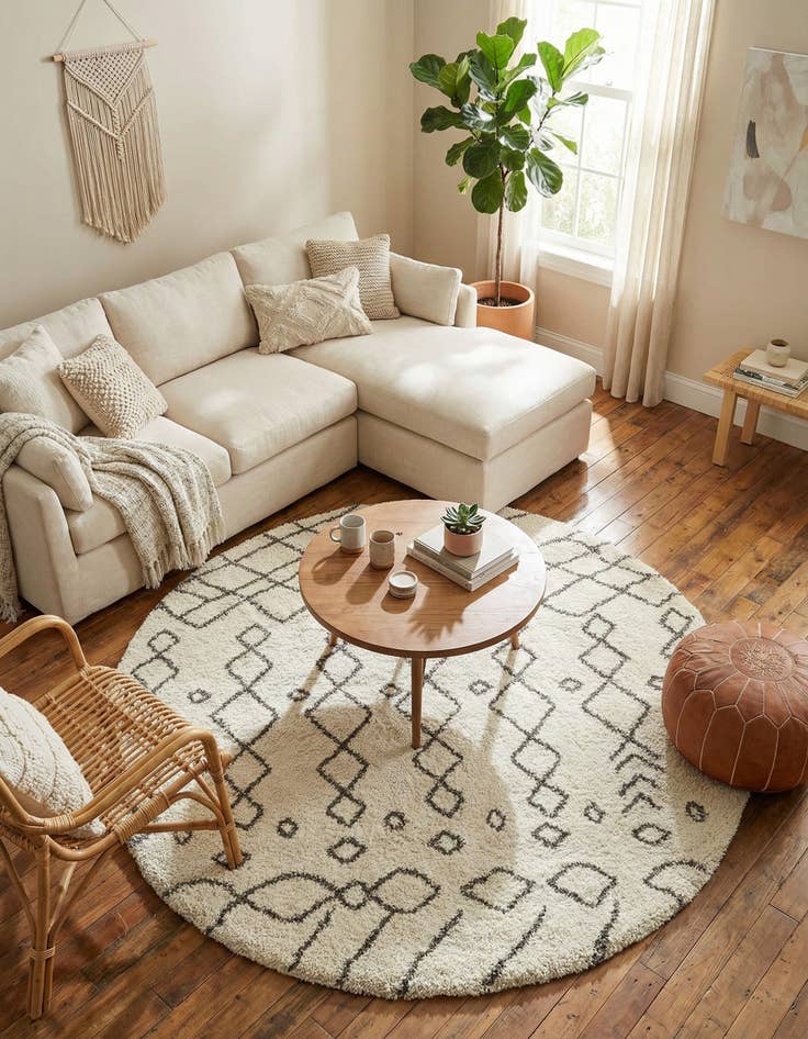 Detail image of  8' x 8' Moroccan Shag Round Rug