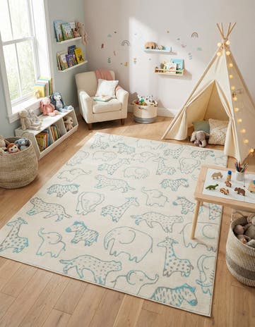7' 10 x 10' Animals Whimsy Kids Rug