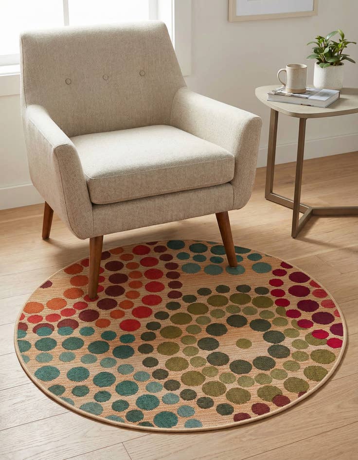 Detail image of 3' x 3' Washable Modern Indoor / Outdoor Round Rug