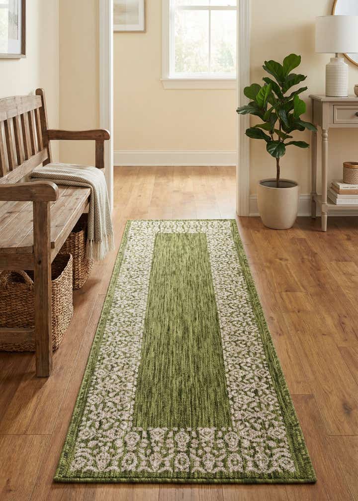 2' x 6' Easy-Clean Border Indoor / Outdoor Runner Rug