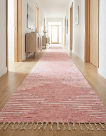 Rose Hand Woven Chindi Cotton Runner Rug