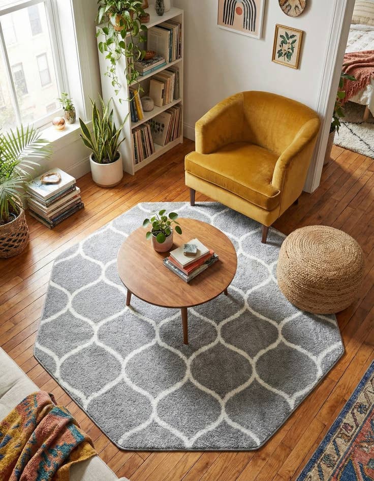 Detail image of 5' 3 x 5' 3 Trellis Frieze Octagon Rug