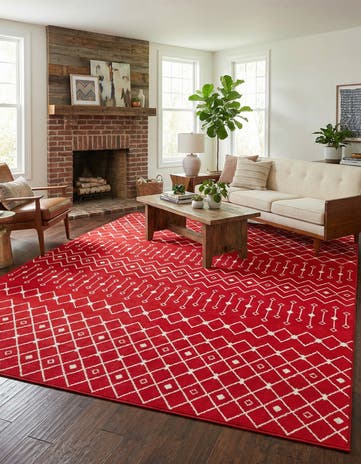 Burgundy Red Moroccan Trellis Rug