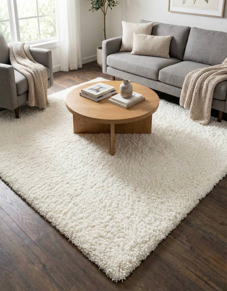 Detail image of  7' 10 x 7' 10 Solid Shag Square Rug