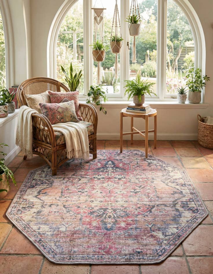 Detail image of 5' 3 x 5' 3 Washable Nostalgia Octagon Rug