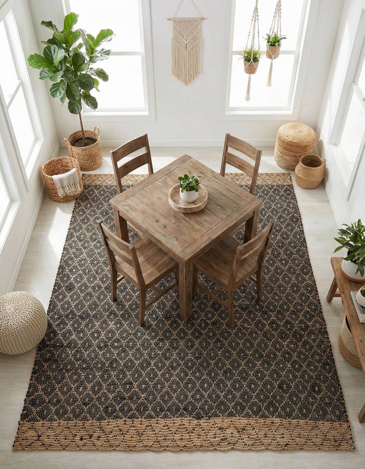 Detail image of 8' x 8' Hand Woven Chindi Trellis Square Rug