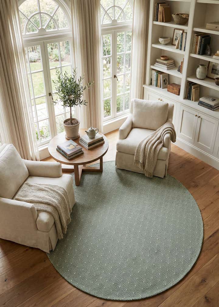 10' x 10' Hand Woven Geo Trellis Flatweave Round Rug
