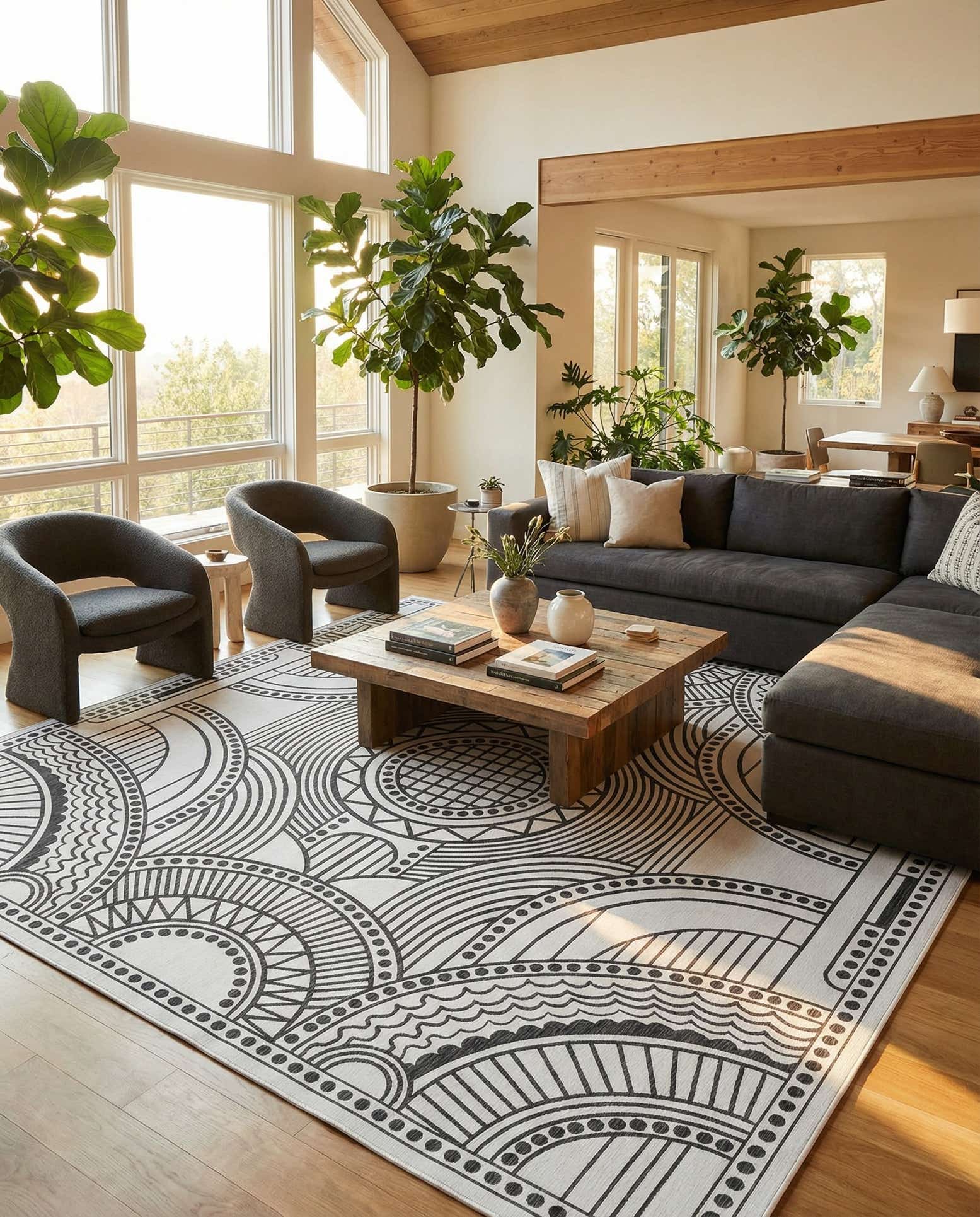 13' x 13' Easy-Clean Traditional Indoor / Outdoor Square Rug