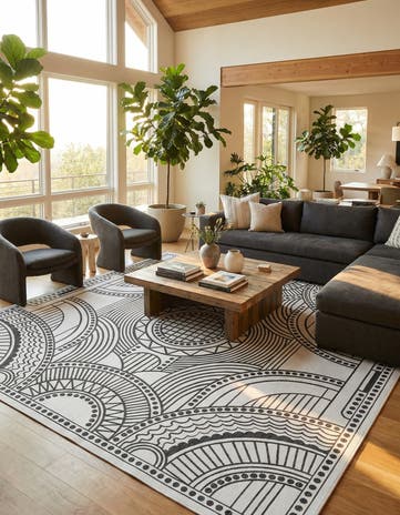 13' x 13' Easy-Clean Traditional Indoor / Outdoor Square Rug
