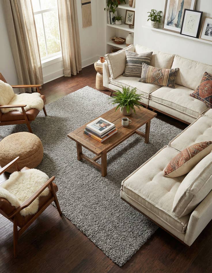 Detail image of  7' x 10' Solid Shag Rug