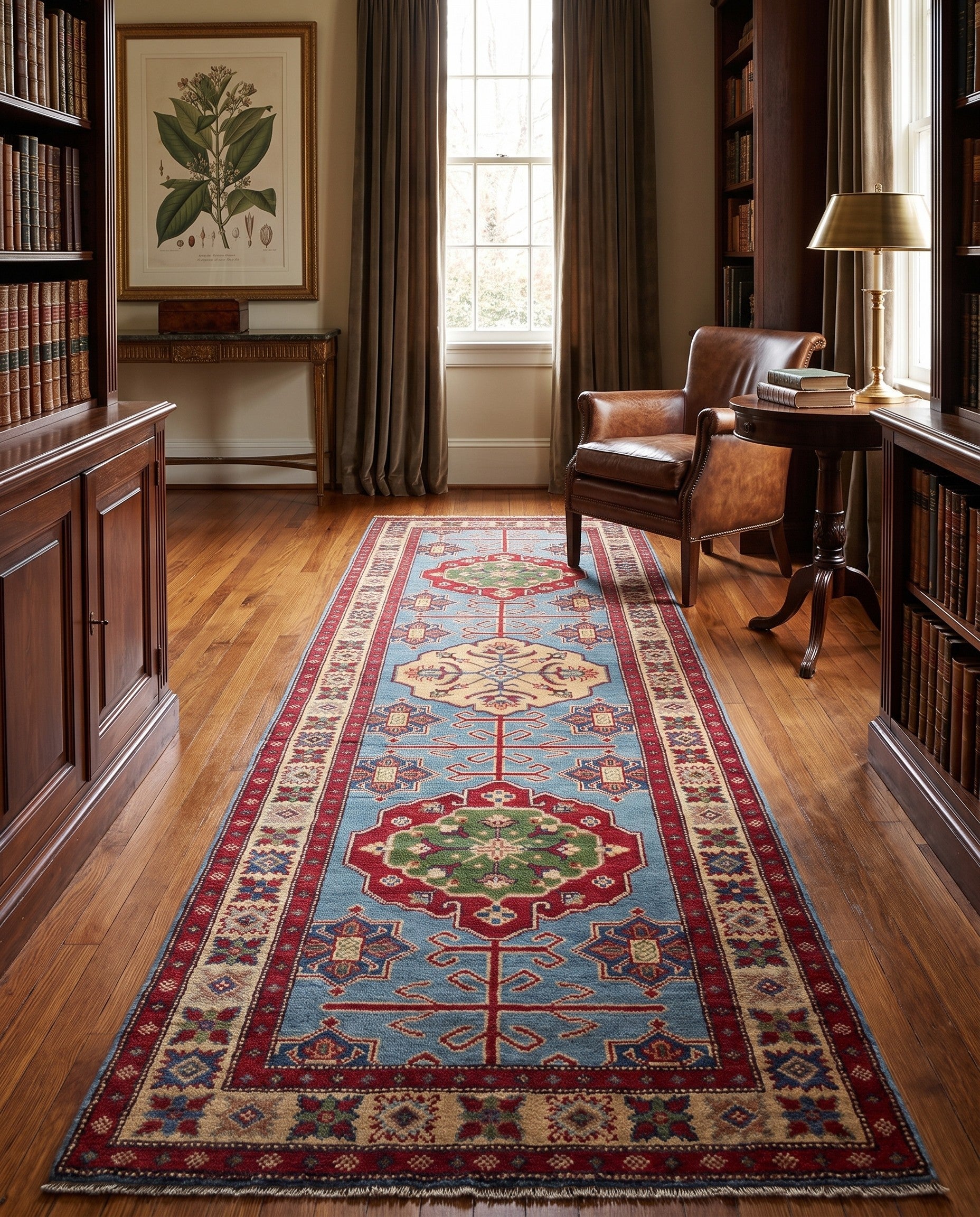80cm x 300cm Hand Knotted Kazak Runner Rug