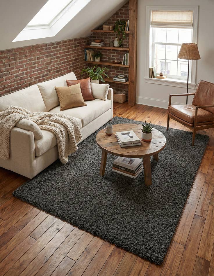 Detail image of 5' 3 x 8' Solid Shag Rug