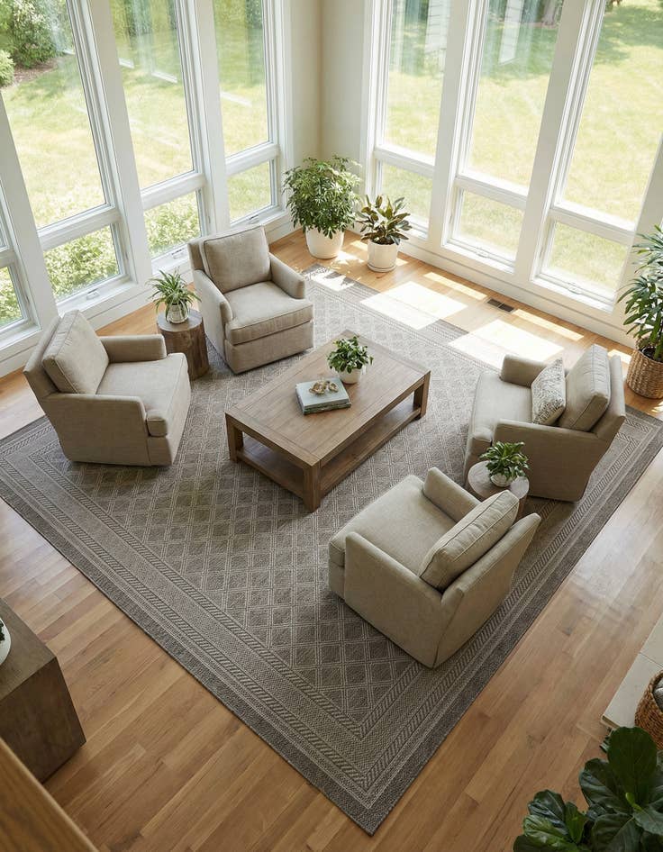 Detail image of 10' x 10' Washable Trellis Indoor / Outdoor Square Rug