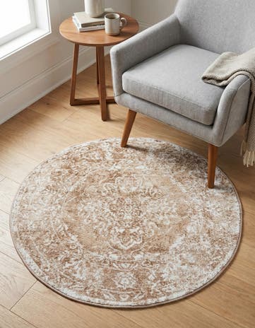 Beige Oxford Round Rug