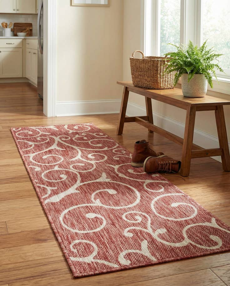 Detail image of 2' x 6' Easy-Clean Botanical Indoor / Outdoor Runner Rug