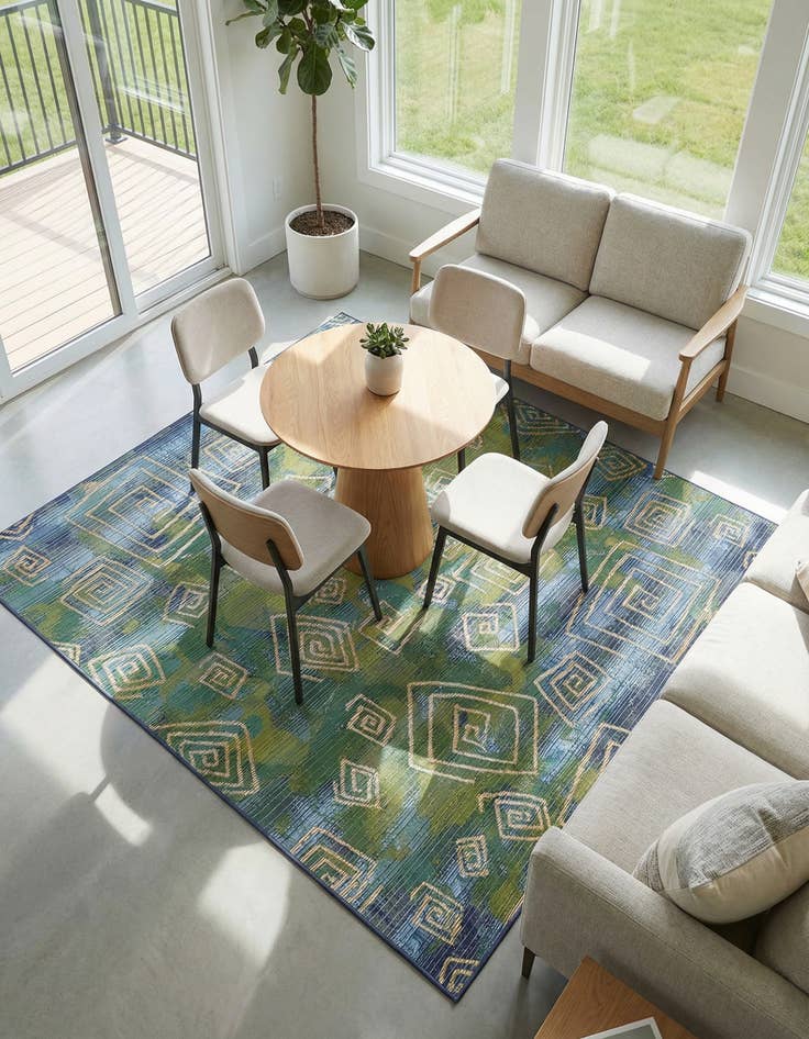 Detail image of 6' x 6' Washable Modern Indoor / Outdoor Square Rug