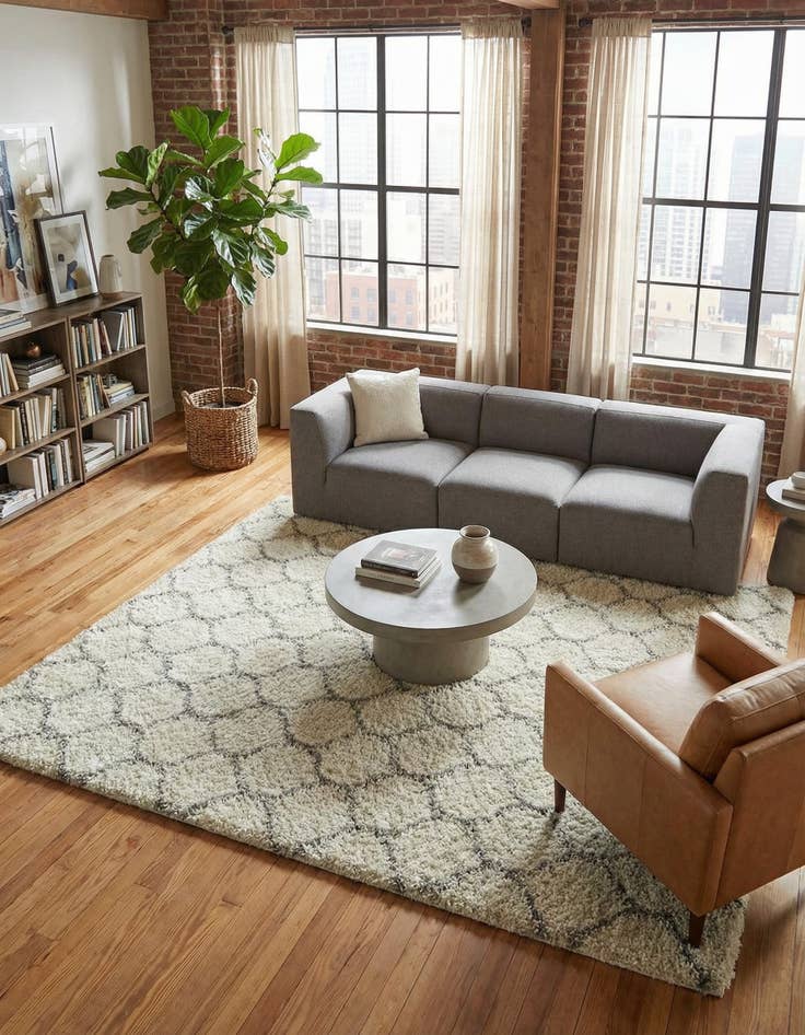 Detail image of 10' x 10' Lattice Shag Square Rug