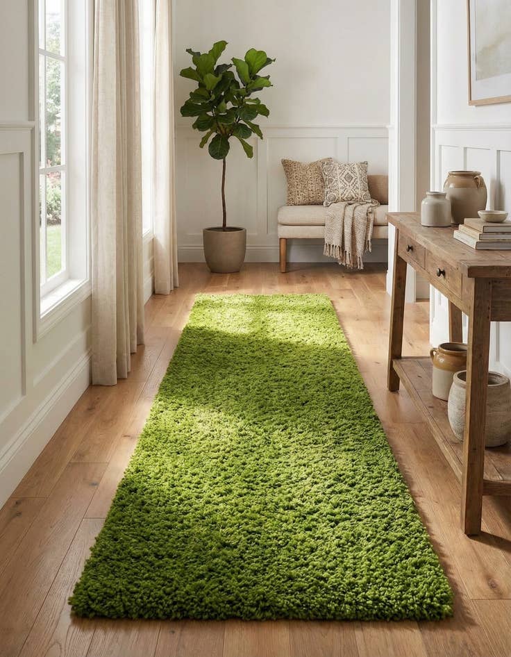 Detail image of 2' 7 x 10' Solid Shag Runner Rug