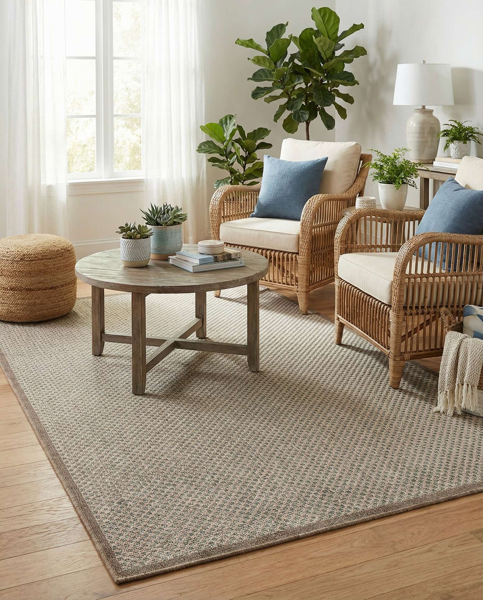 5' x 8' Easy-Clean Border Indoor / Outdoor Rug