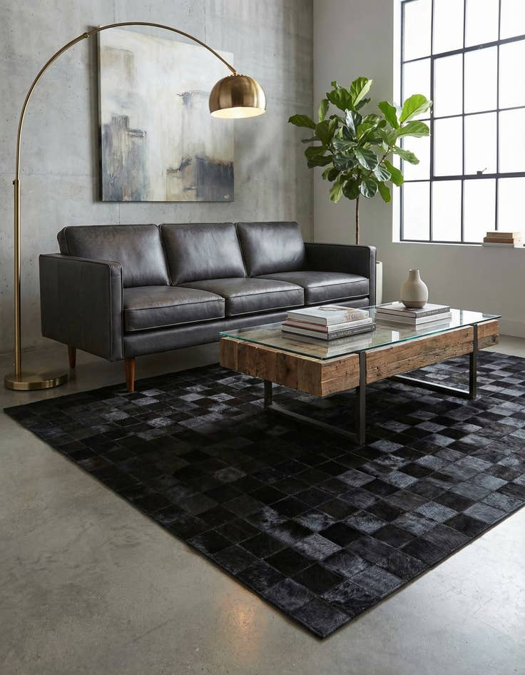 Detail image of 4' 11 x 7' 11 Cowhide Stocks Rug