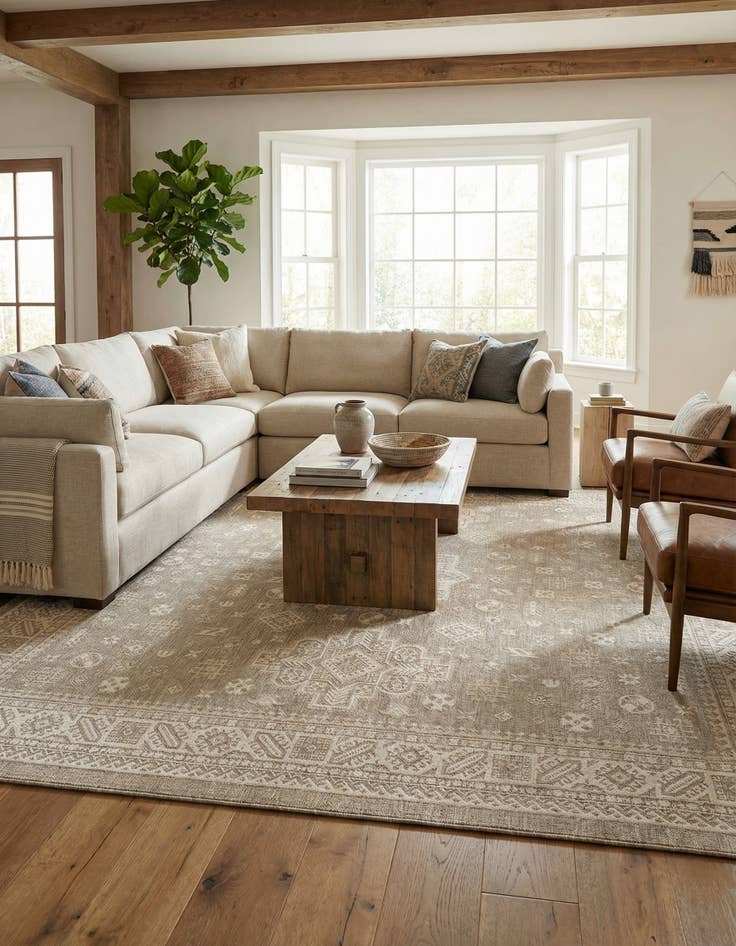 Detail image of 13' x 13' Easy-Clean Aztec Indoor / Outdoor Square Rug