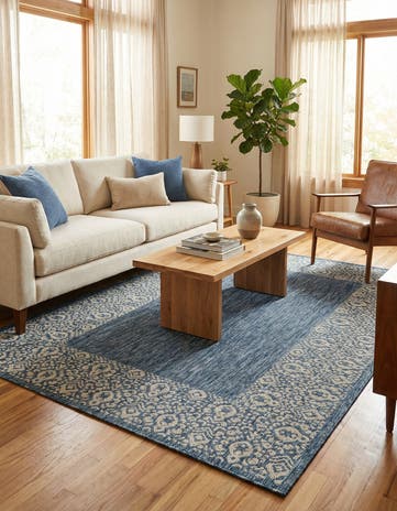 5' 3 x 8' Easy-Clean Border Indoor / Outdoor Rug