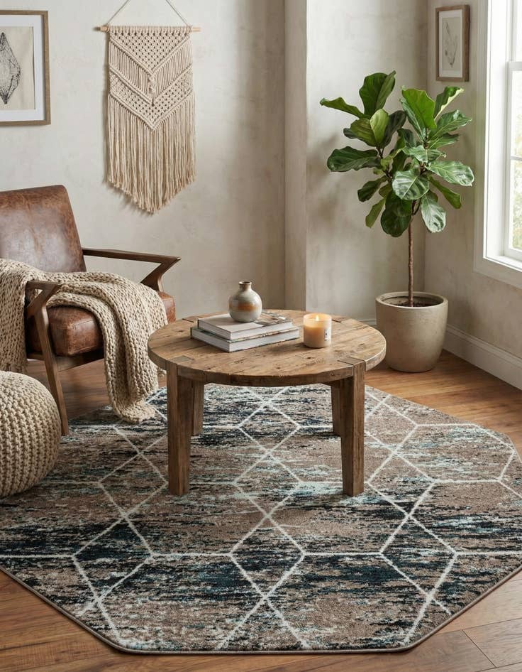 Detail image of 6' x 6' Lattice Frieze Octagon Rug