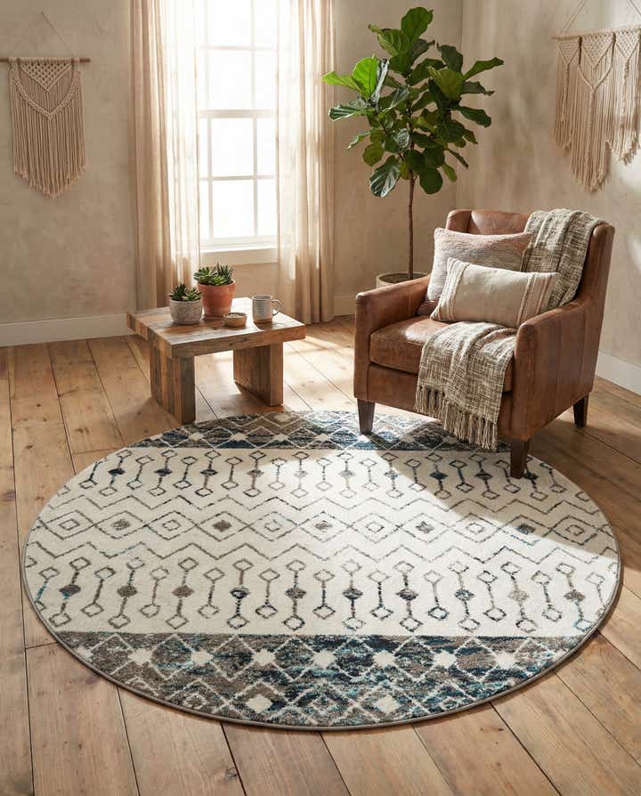 6' x 6' Moroccan Trellis Round Rug