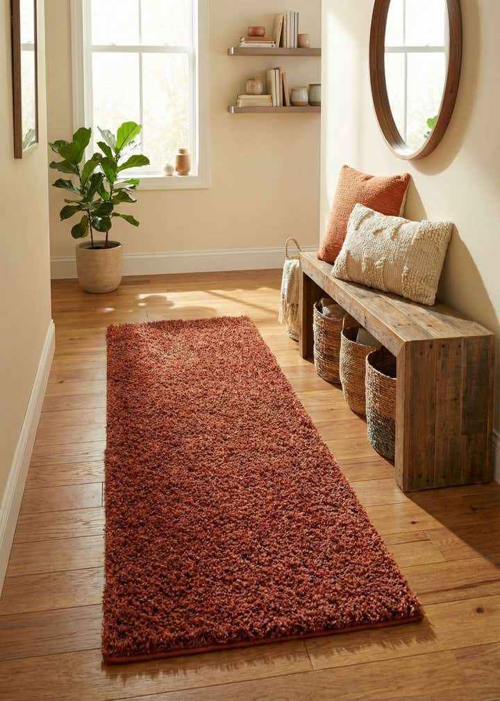 2' x 5' Solid Shag Runner Rug
