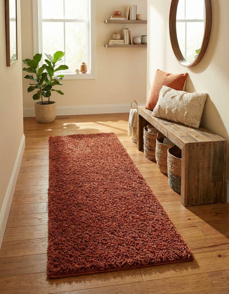 Detail image of 2' x 5' Solid Shag Runner Rug