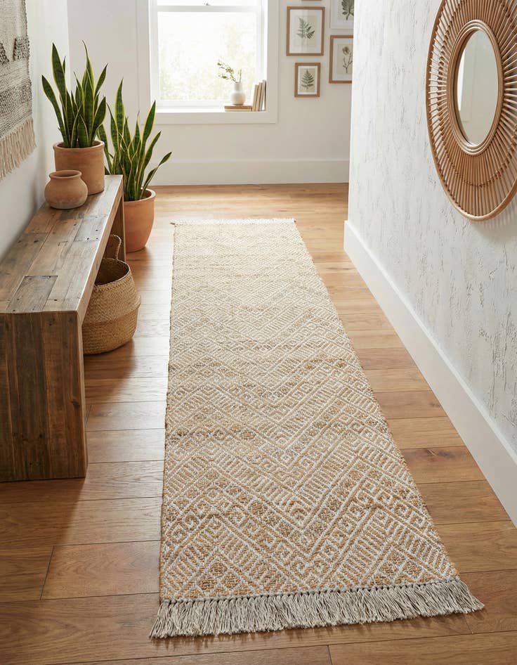 Detail image of 2' x 8'  Hand Braided Jute Runner Rug