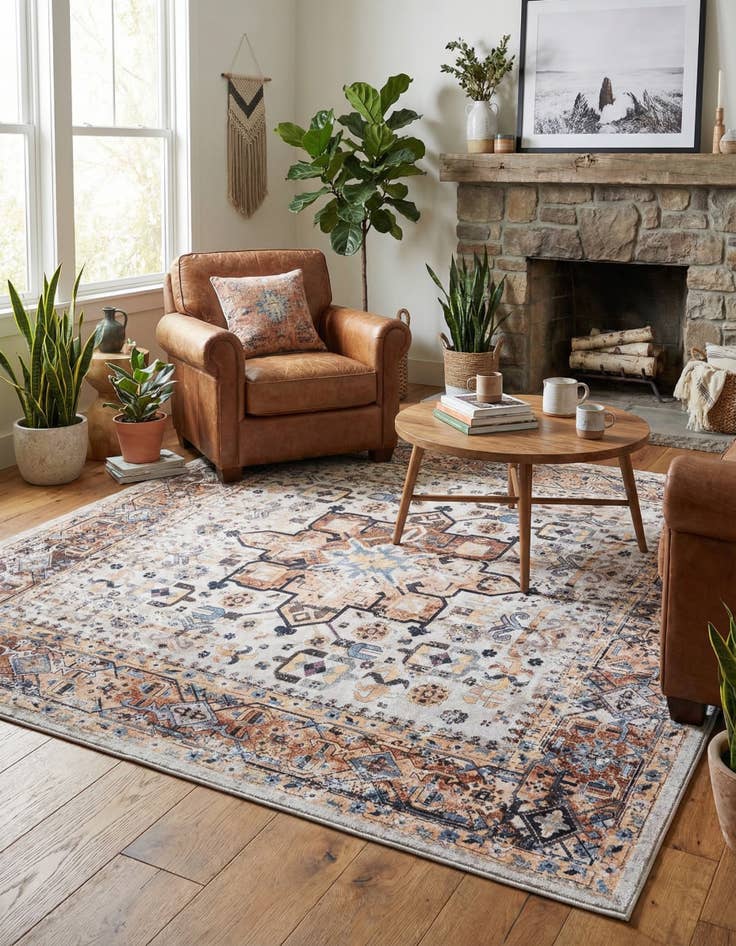 Detail image of 7' 1 x 7' 1 Washable Yara Square Rug