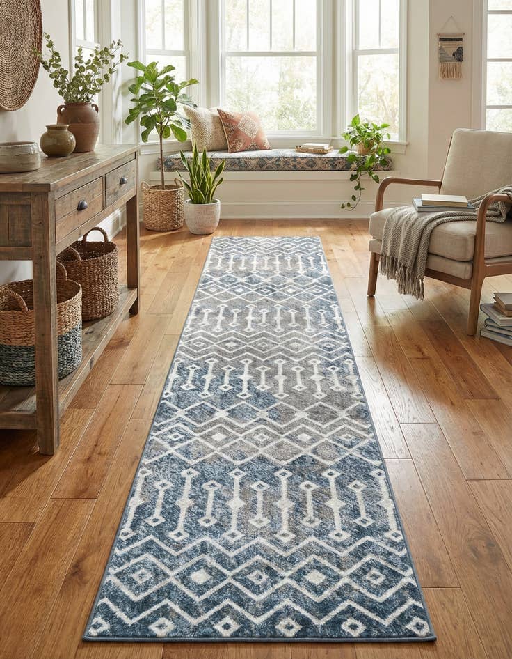 Detail image of 2' 7 x 13' Bohemian Trellis Runner Rug