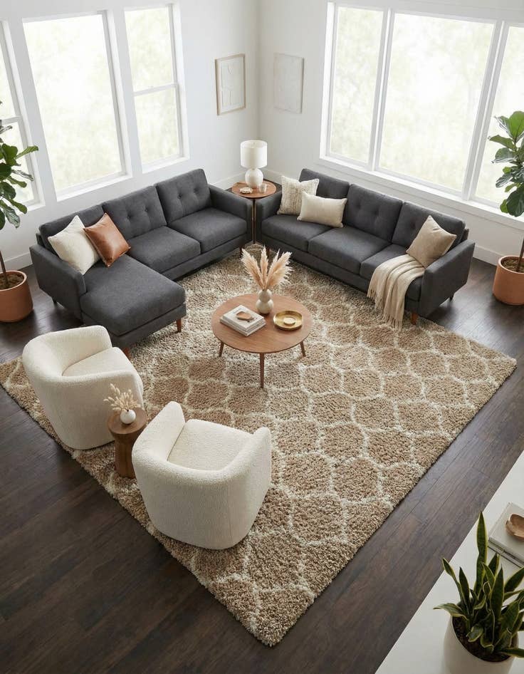 Detail image of  10' x 10' Lattice Shag Square Rug