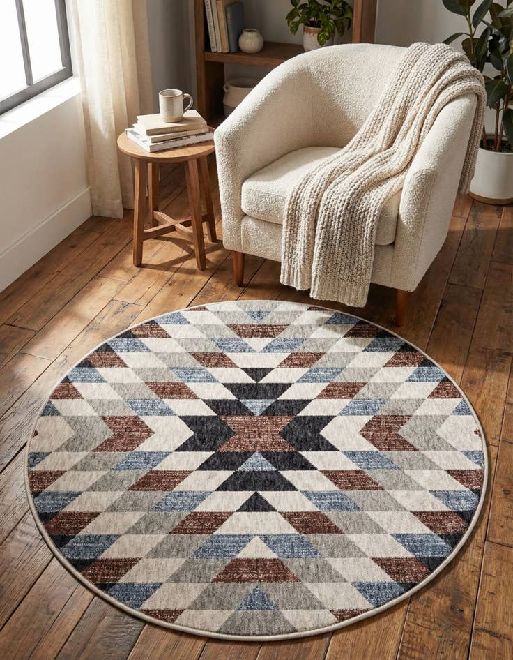 Detail image of 3' 3 x 3' 3 Eco Southwestern Round Rug