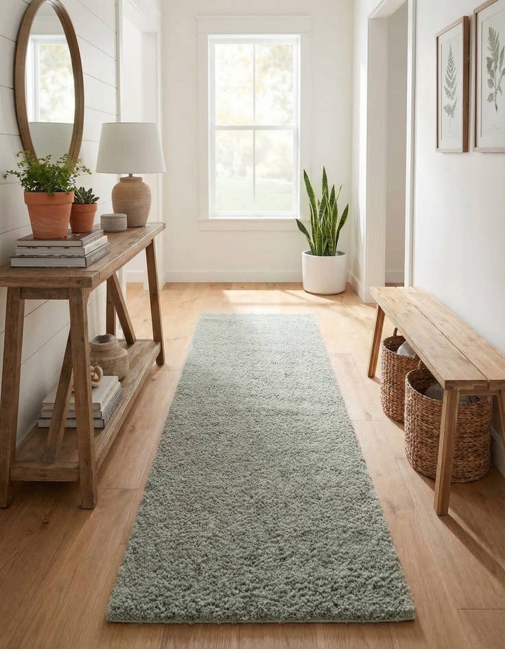 Detail image of 2' 7 x 10' Solid Shag Runner Rug