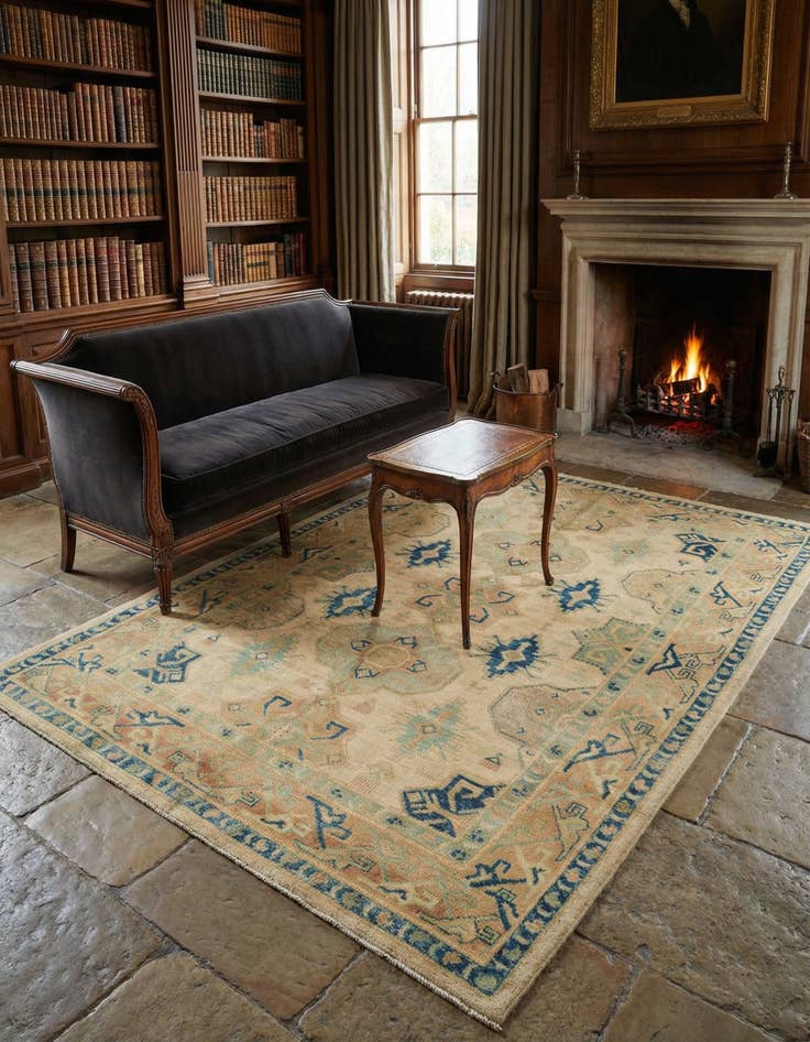 Detail image of 5' 7 x 7' 8 Hand Knotted Oushak Wool Rug