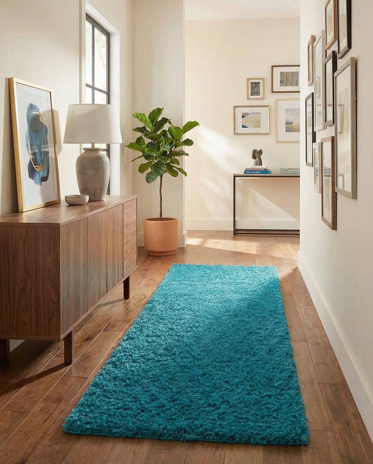 Detail image of 2' x 8' Solid Shag Runner Rug