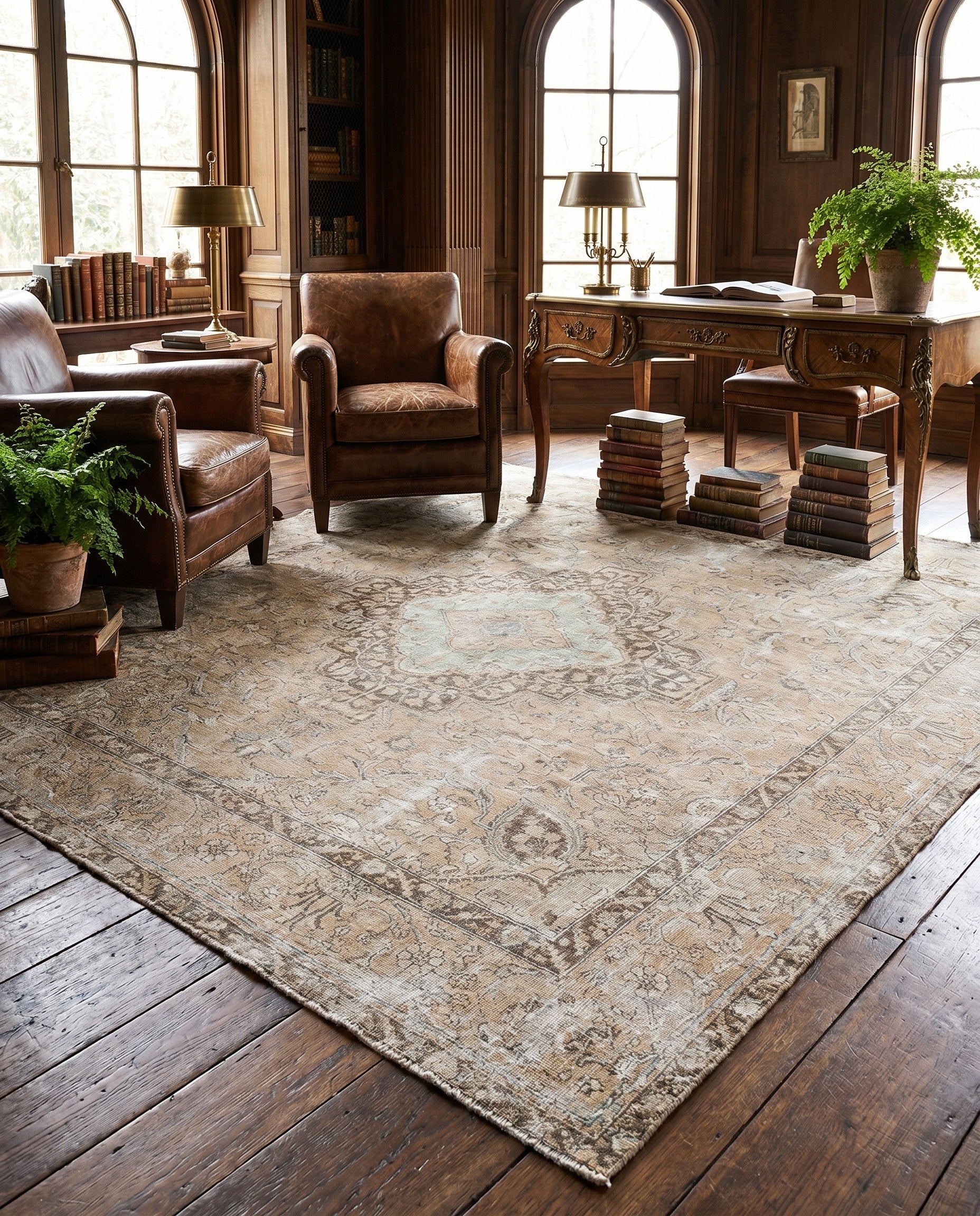 8' 6 x 9' 2 Hand Knotted Ultra Vintage Persian Wool Square Rug