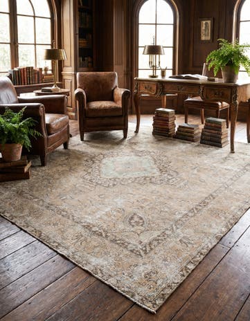 8' 6 x 9' 2 Hand Knotted Ultra Vintage Persian Wool Square Rug