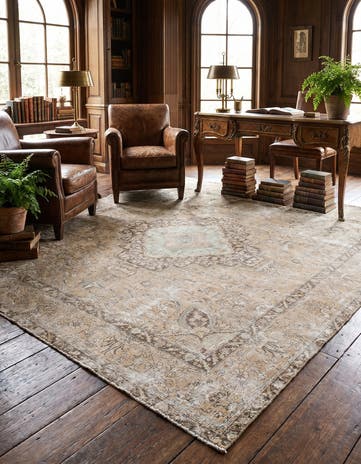 8' 6 x 9' 2 Hand Knotted Ultra Vintage Persian Wool Square Rug