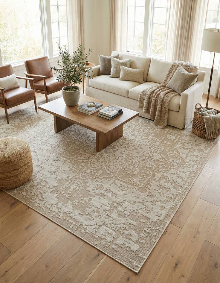 Detail image of 10' x 14' 1  Washable Traditional Indoor / Outdoor Rug