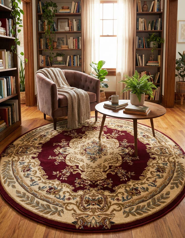 Detail image of 7' x 7' Classic Aubusson Round Rug