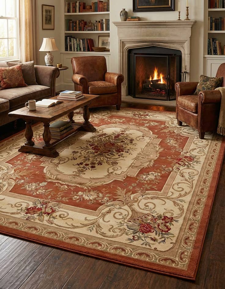 Detail image of 7' 10 x 10' Classic Aubusson Rug