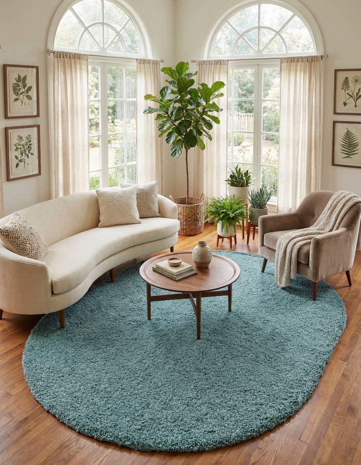 Detail image of 7' 10 x 10' Solid Shag Oval Rug