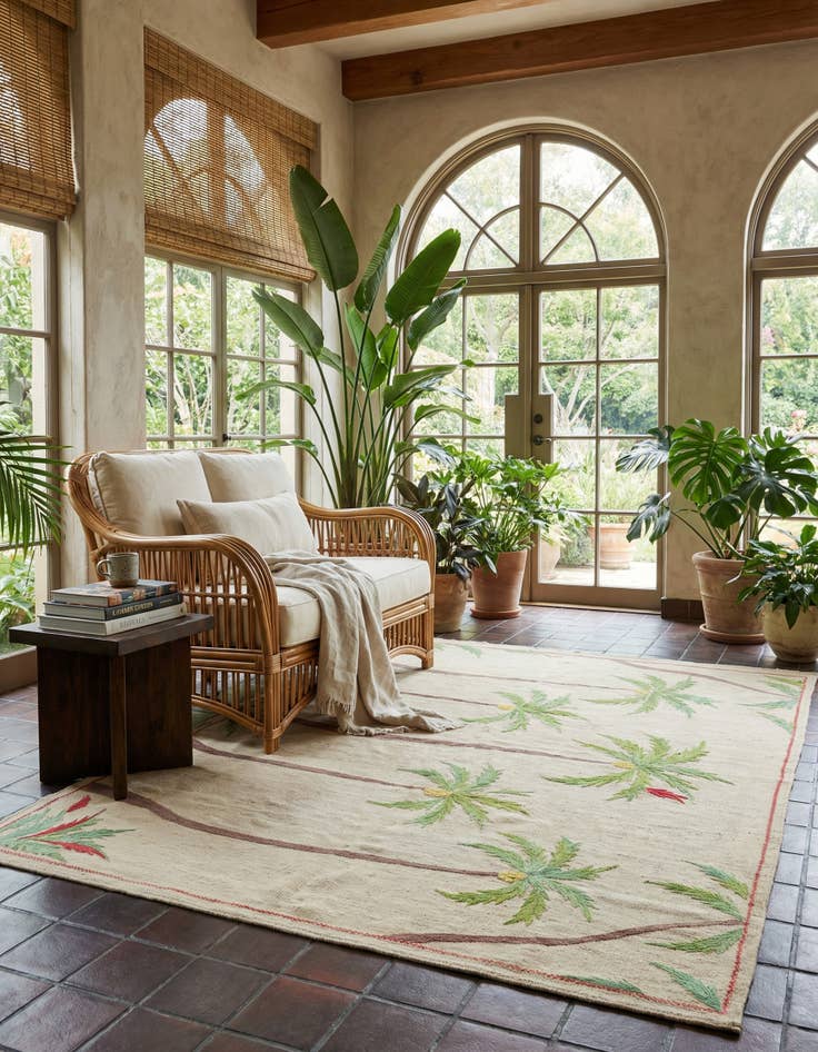 Detail image of 5' x 6' 2 Hand Woven Kilim Suzani Wool Square Rug