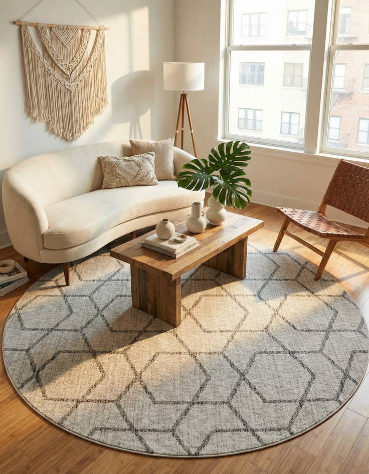 Detail image of 7' x 7' Eco Trellis Round Rug